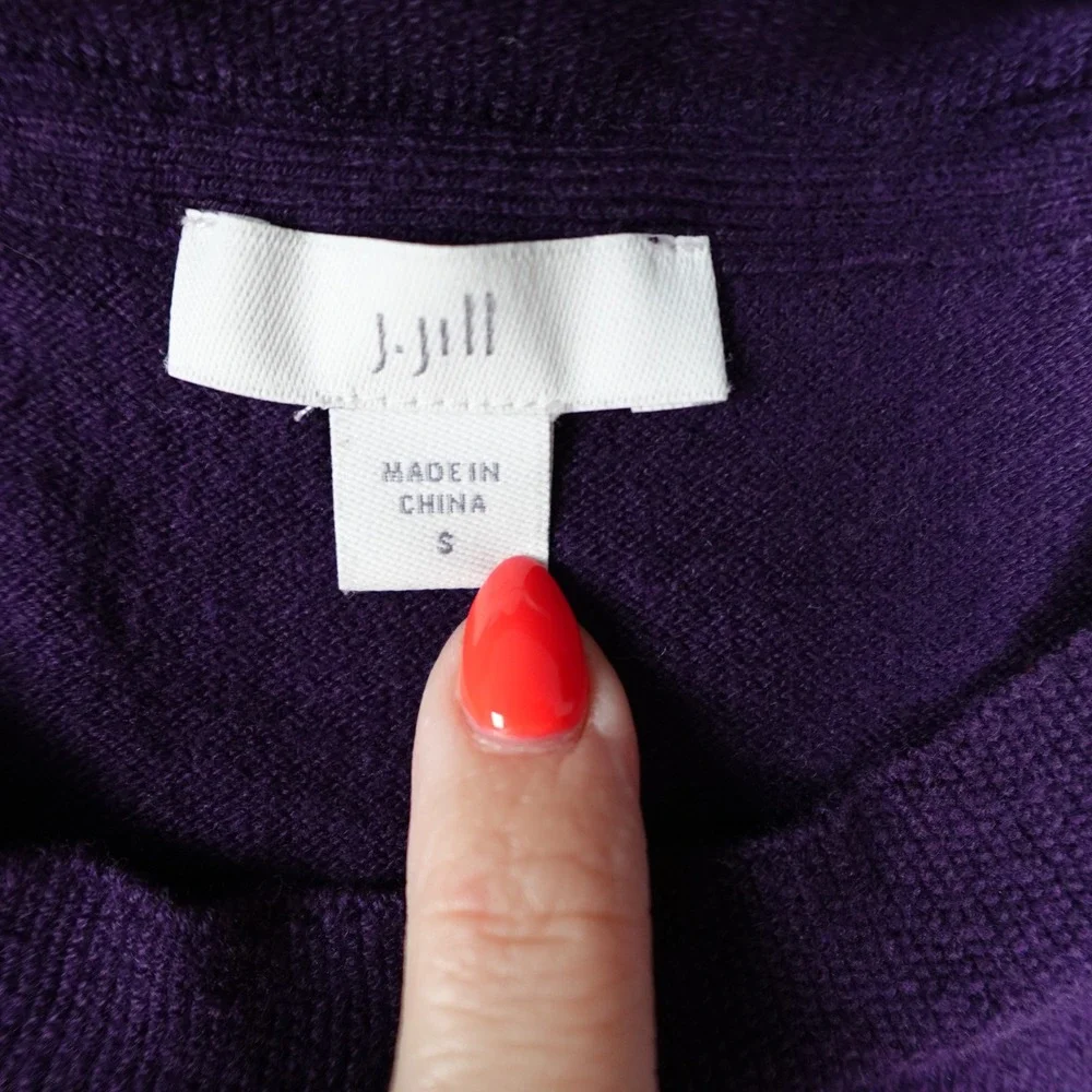 J Jill Sweater Women Small Purple Cotton Blend Long‎ Sleeve Crew Neck Pullover